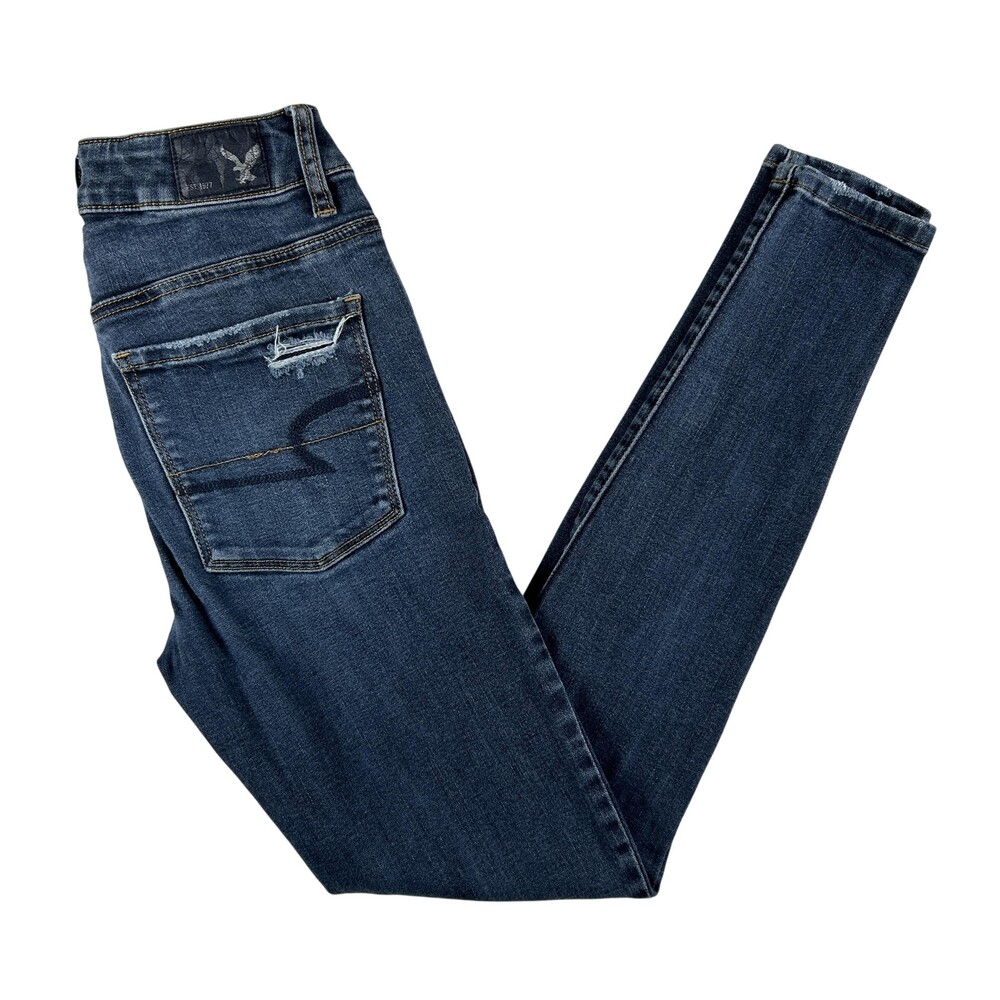 American Eagle Outfitters Jeans Womens 2 Reg Blue High Rise Jegging Distressed